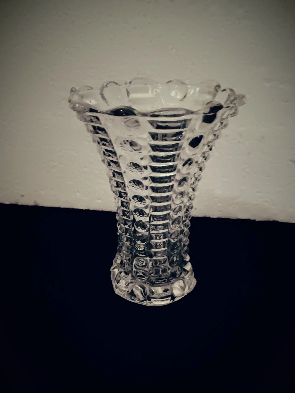 Clear Buttons and Bars Mini Vase